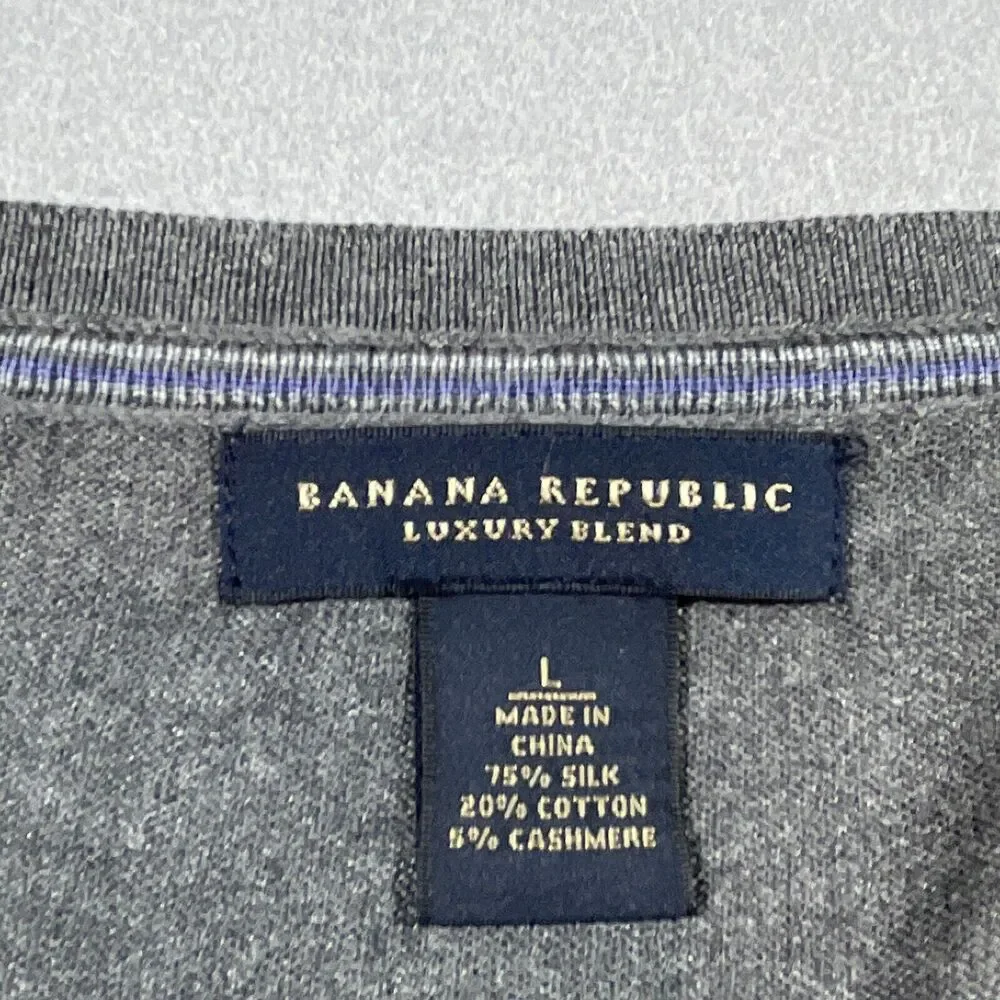 Banana Republic‎ Sweater Men's L Luxury Blend Cashmere Silk Long Sleeve V Neck